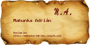 Mahunka Adrián névjegykártya